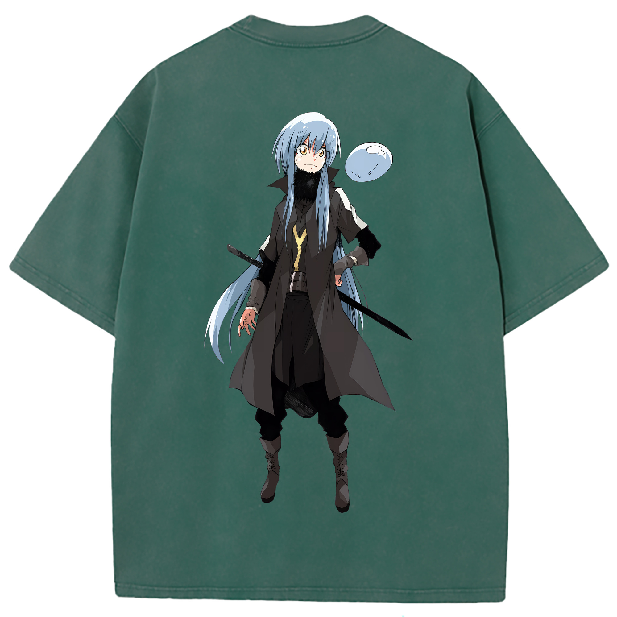 （画像用） 転スラ Regarding Reincarnated to Slime 綿100% ヴィンテージ風 半袖Tシャツ（背面プリント）